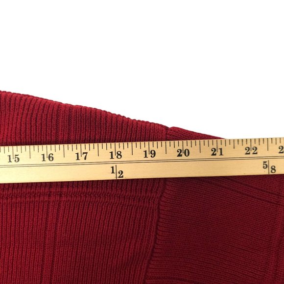 Arrow Windowpane Crewneck Sweater Mens Size Large Tall Red Cotton Long Sleeve - Picture 4 of 15